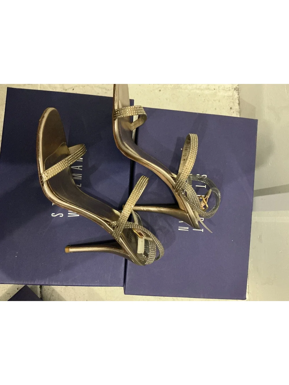 Stuart Weitzman Rhinestone Strappy High Heel Sandals
